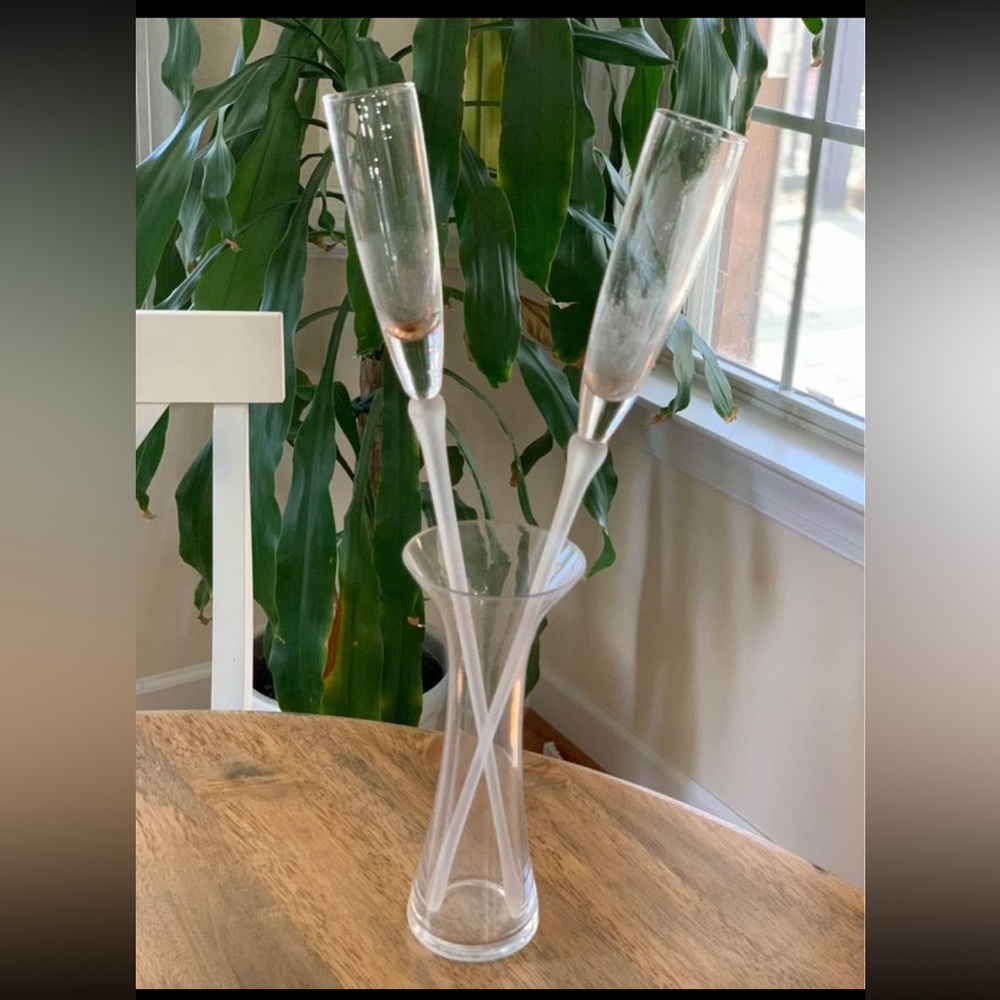 Wedding/ anniversary champagne flutes in vase
